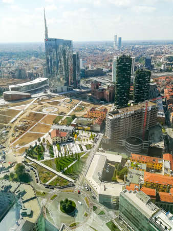 Milan aerial view. Milano city, Italy. Modern buildings viewのeditorial素材
