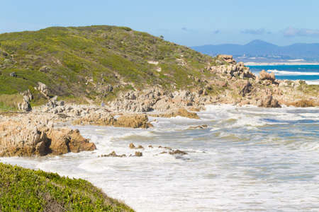 Hermanus beach view, South Africa. Famous whale watching point. African landmark