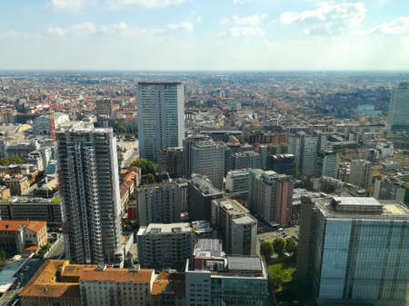 Milan aerial view. Milano city, Italy. Modern buildings viewの写真素材
