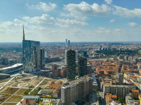 Milan aerial view. Milano city, Italy. Modern buildings viewの写真素材