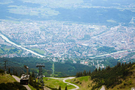 Innsbruck aerial view from Hafelekarspitze mountain. Innsbruck from the top. Austria landmarkのeditorial素材