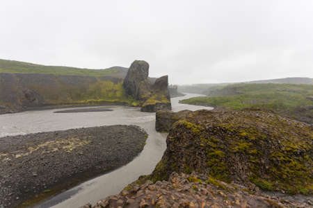 Iceland landscape. Jokulsargljufur National Park on a raining day, Iceland