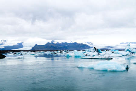 Jokulsarlon glacial lake, Iceland. Icebergs floating on water. Iceland landscapeの写真素材
