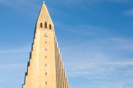 Hallgrimskirkja church exterior view, Reykjavik landmark. Reykjavik cathedral day viewの写真素材