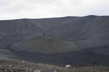 Hverfell caldera volcano top view.  Hverfjall, Iceland landmarkの写真素材