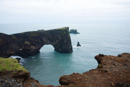 Reynisfjara lava beach view, south Iceland landscape. Vik black beachの写真素材