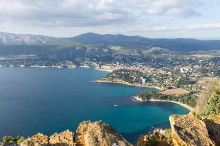 Cassis view from Cape Canaille top, France. Beautiful french landscape.の写真素材