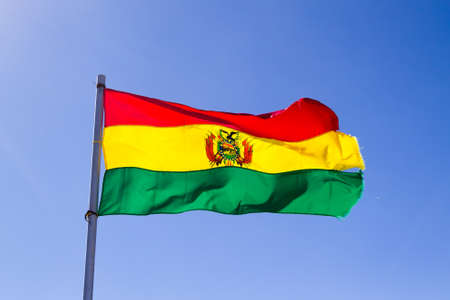 Bolivian flag that waves, Boliviaの写真素材