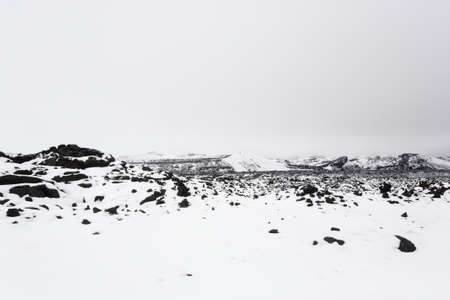 Landscape with snow, Askja caldera area, Iceland. Central highlands of Icelandの写真素材