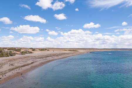 Punta Tombo beach day view, Patagonia landscape, Argentinaの写真素材