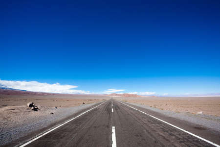 Road to San pedro de Atacama, Chile landscape. Tarmac road perspective viewの写真素材