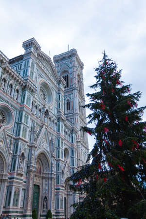 View of Florence Cathedral with Giotto bell tower, Italy. Italian landmarkのeditorial素材