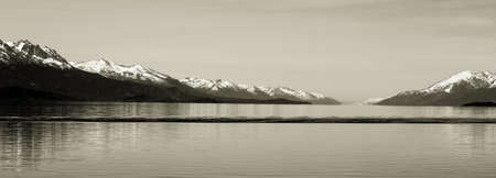 Navigation on Beagle channel, Argentina landscape. Tierra del Fuegoの写真素材