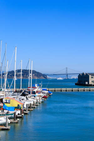 Urban panorama from San Francisco. San Francisco Oakland Bay Bridge.