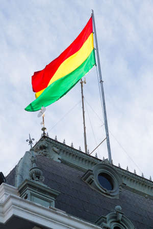 Bolivian flag that waves, Boliviaの写真素材