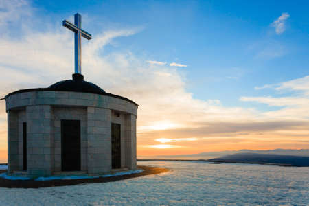 Mount Grappa first world war memorial view, Italy. Italian landmarkのeditorial素材