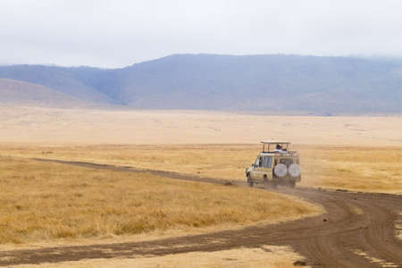 Dirt road on Ngorongoro crater, Tanzania landscape. Ngorongoro Conservation Area, Africaのeditorial素材
