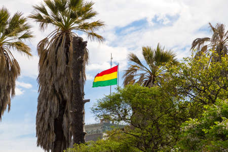 Bolivian flag that waves, Boliviaの写真素材
