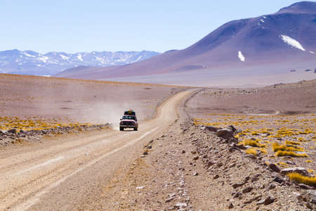 Bolivian dirt road perspective view,Bolivia. Salvador Dali Desertの写真素材
