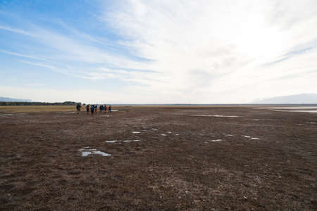 Lake Manyara landscape, Tanzania. Dramatic sky. Panorama from Africaの写真素材