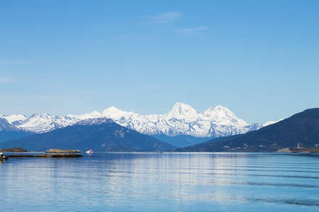 Navigation on Beagle channel, Argentina landscape. Tierra del Fuegoの写真素材
