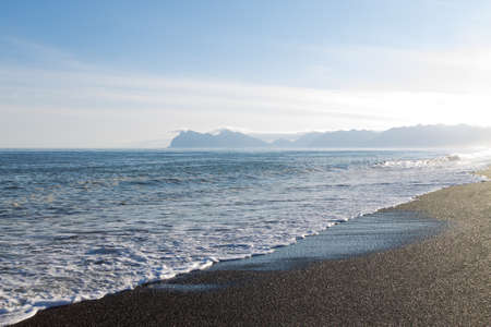 Hvalnes lava beach landscape, east Iceland landmark. Iceland sceneryの写真素材