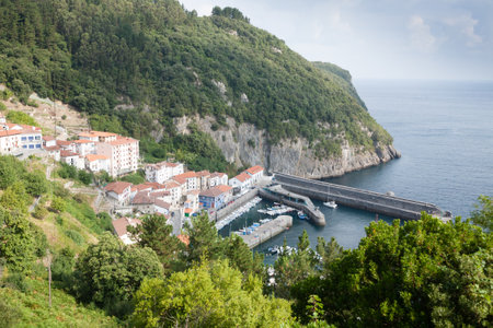 Elantxobe harbour and settlement top view, Spain. Spanish landscapeの写真素材