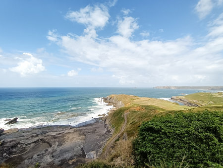 Verdicio beach view. Asturias coastline panorama, Spain. Spanish landscapeの写真素材