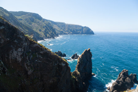 Cape Ortegal cliffs landscape, Galicia, Spain. Spanish coastline panorama