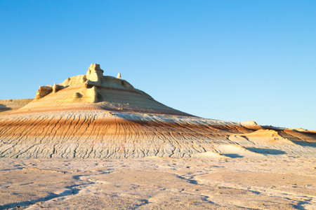 Mangystau desert landmark, Kyzylkup area, Kazakhstan. Rock strata formations