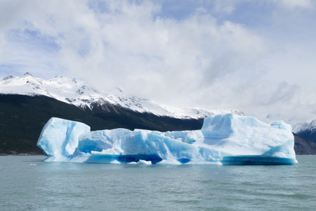 Icebergs floating on Argentino lake, Patagonia landscape, Argentina. Lago Argentino