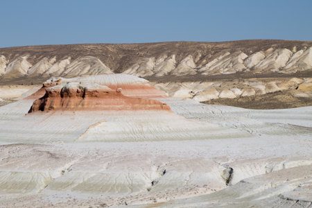Mangystau desert landmark, Kyzylkup area, Kazakhstan. Rock strata formationsの写真素材