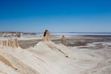 Stunning Mangystau landscape, Kazakhstan. Rock pinnacles view, Bozzhira valley. Central asia landmarkの写真素材