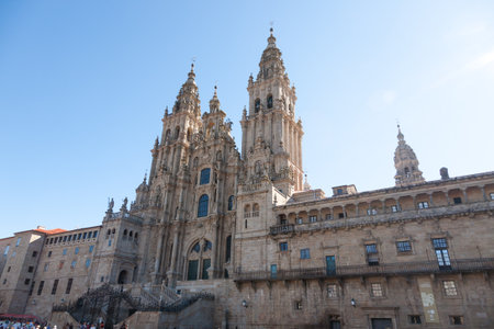 Santiago de Compostela Cathedral facade view, Spainの写真素材