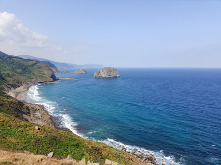 Biscay province coastline summer view, Spain. Spanish sea landscape