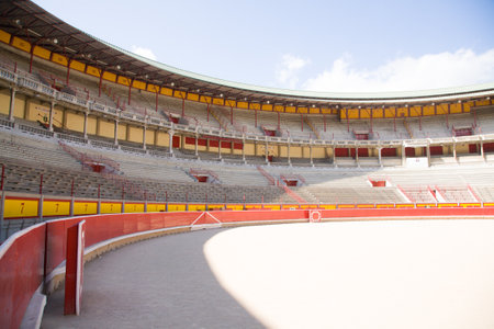 Plaza de Toros de Pamplona view. End point of the running of the bulls, san fermin festival. Pampeluna, Spainの写真素材