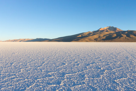 Salar de Uyuni, Bolivia. Largest salt flat in the world. Bolivian landscape. Cerro Tunupa viewの写真素材