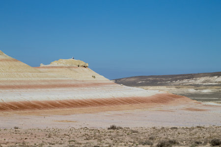 Mangystau desert landmark, Kyzylkup area, Kazakhstan. Rock strata formationsの写真素材