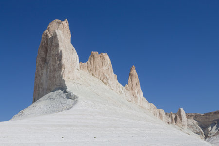 Beautiful Mangystau landscape, Kazakhstan. Ak Orpa pinnacles view, Bozzhira valley. Central Asia landmarkの写真素材