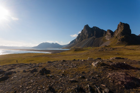 Hvalnes lava beach landscape, east Iceland landmark. Iceland sceneryの写真素材
