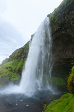 Seljalandsfoss falls in summer season view, Iceland. Icelandic landscape.の写真素材