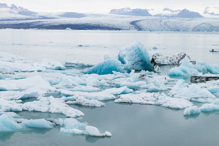 Jokulsarlon glacial lake, Iceland. Icebergs floating on water. Iceland landscapeの写真素材