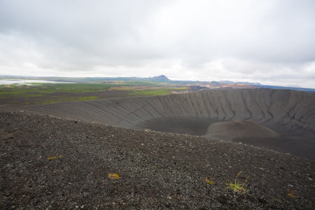 Hverfell caldera volcano top view. Hverfjall, Iceland landmarkの写真素材