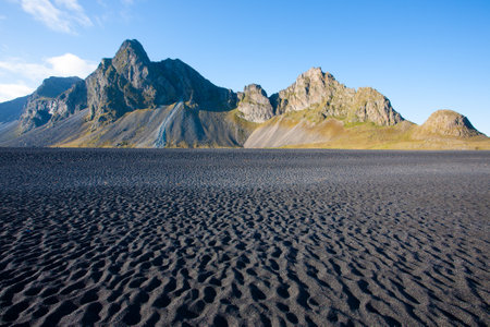 Hvalnes lava beach landscape, east Iceland landmark. Iceland sceneryの写真素材