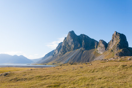 Hvalnes lava beach landscape, east Iceland landmark. Iceland sceneryの写真素材