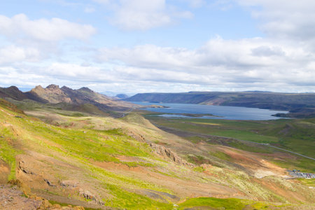 Seltun area aerial landscape, southern peninsula, Reykjanes, Iceland.の写真素材