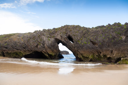 Rock formation in San Antolin beach, Spain. Spanish landscapeの写真素材