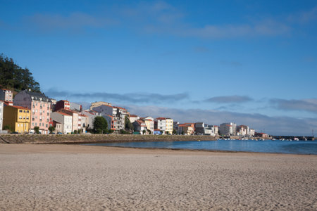 Camelle town view from the beach, Galicia, Spain. Spanish landscapeの写真素材