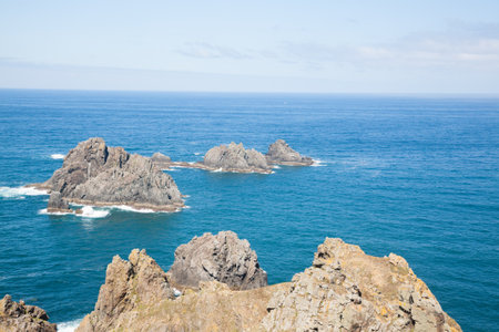 Cape Ortegal sea stacks landscape, Galicia, Spain. Spanish coastline panoramaの写真素材