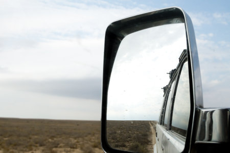 Off road vehicles in Mangystau region, Kazakhstan. Central Asia travelの写真素材